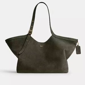 COACH Suede Gramercy Buckle Detail Oversized Slouchy Tote Bag